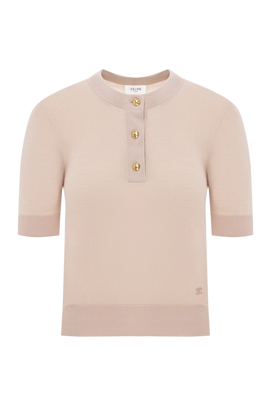 Celine поло с круглым вырезом triomphe из тонкой шерсти розовое
191762 - фото 1