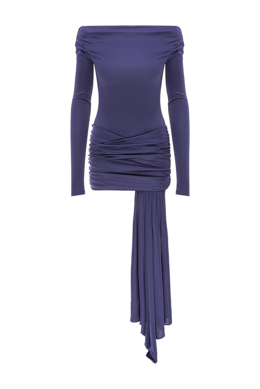 The Andamane мини-платье wendell из блестящего трикотажа с открытыми плечами синее 191776 - фото 1