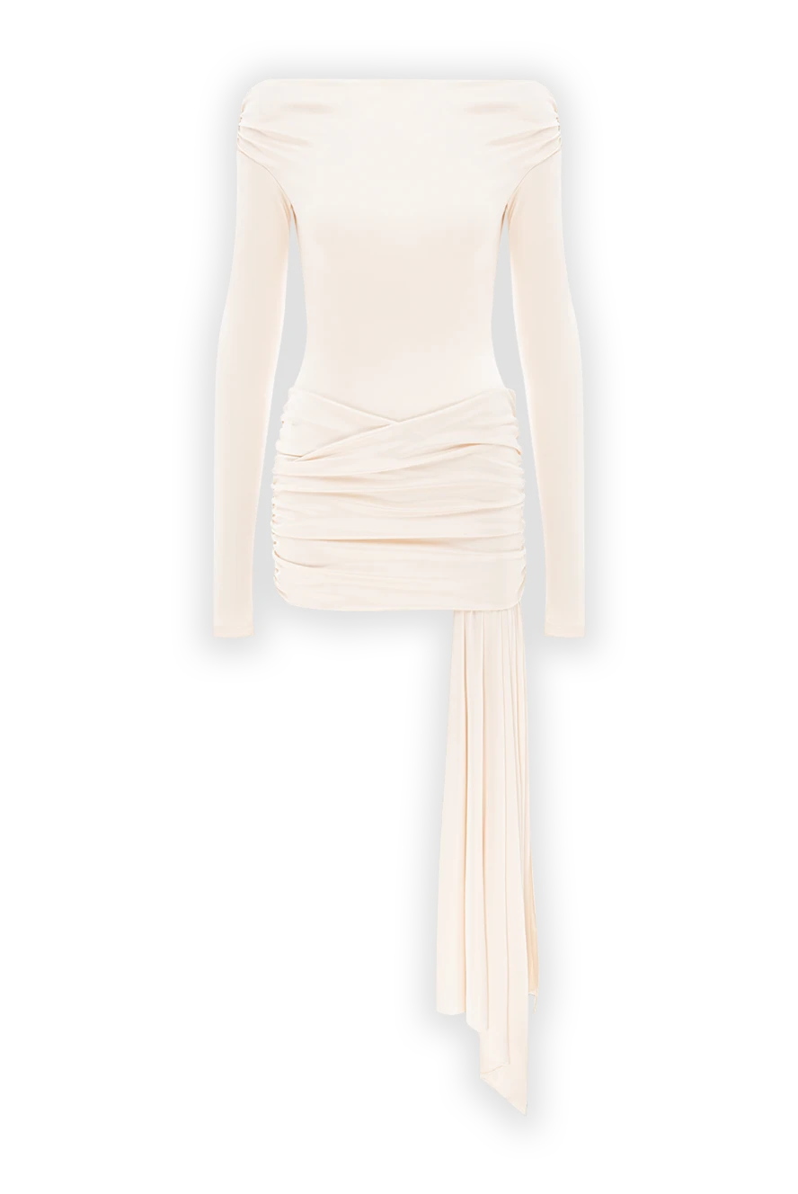 The Andamane бежевый түсті wendell иығы бар жылтыр джерси мини көйлегі 191778 - фото 1