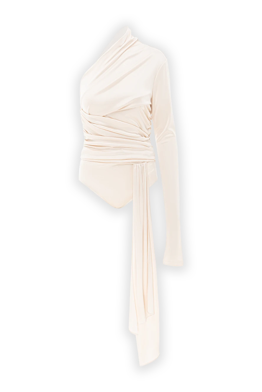 The Andamane боди webster цвета айвори с драпировкой 191800 - фото 1