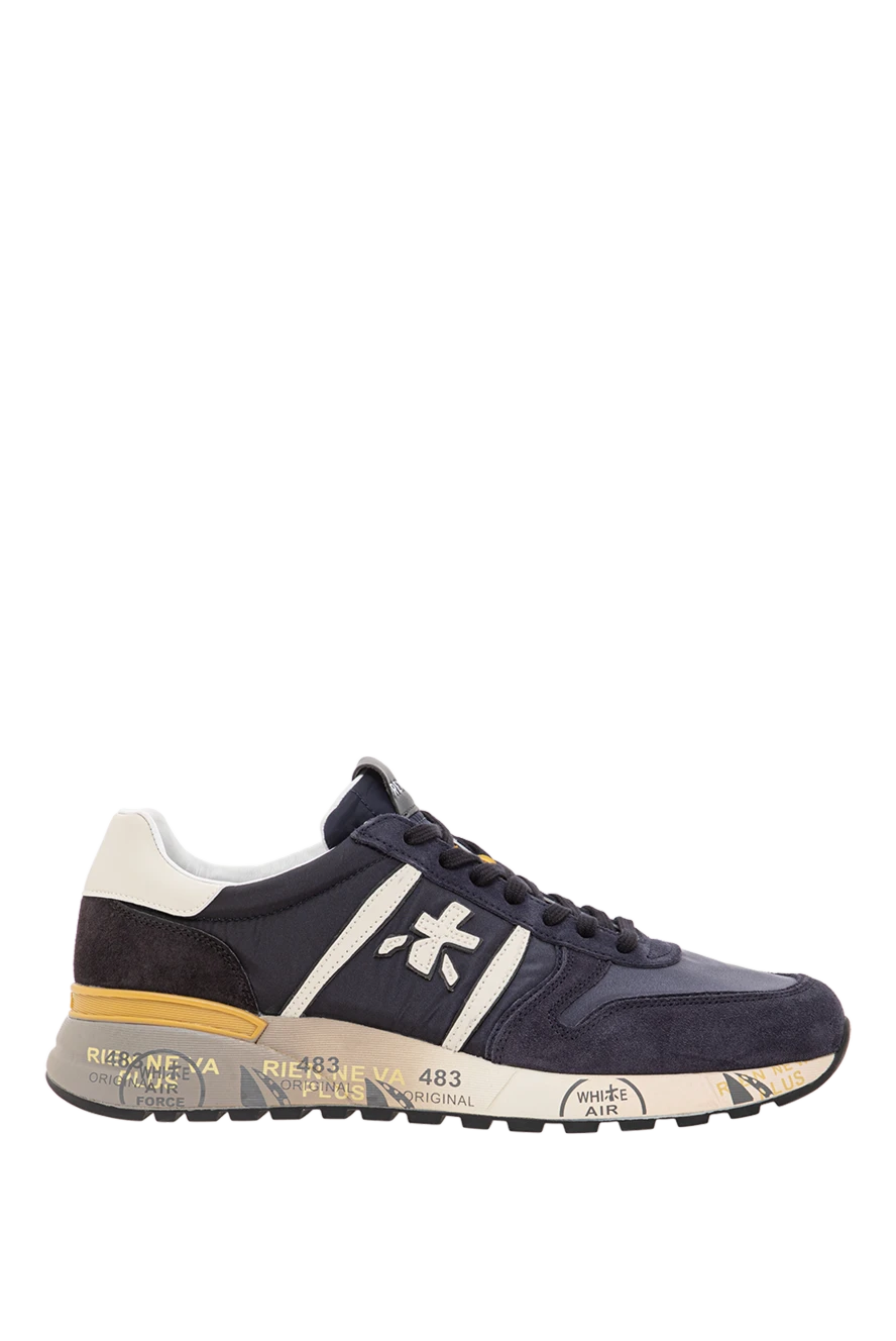 Premiata lander sneakers in soft suede and nylon with logo, blue 191827 - photo 1