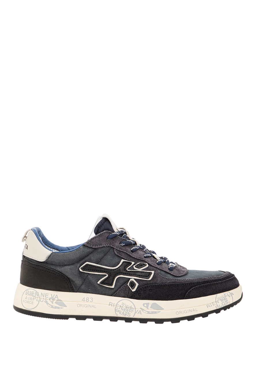 Premiata nous 7726 күдері, тоқыма және шынайы былғарыдан жасалған көк кроссовкалар 191836 - фото 1