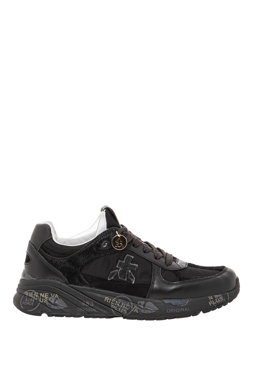 Premiata әйелдерге арналған қара түсті mase кроссовкалары жылтыр екпінмен және қалың табанымен 191843 - фото 1