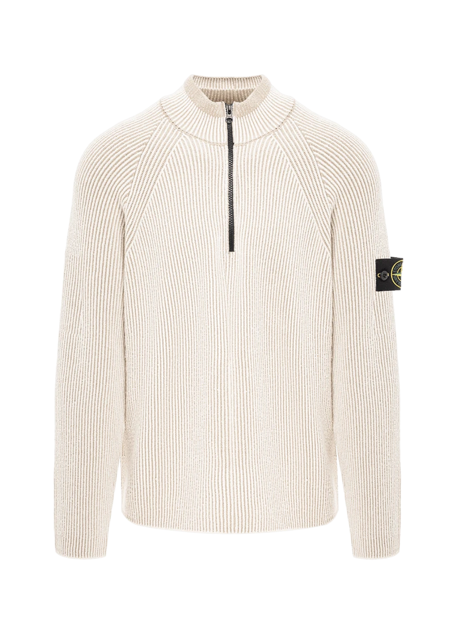 Stone Island вязаный тройер с застежкой-молнией на половину длины из шерсти rws 191853 - фото 1