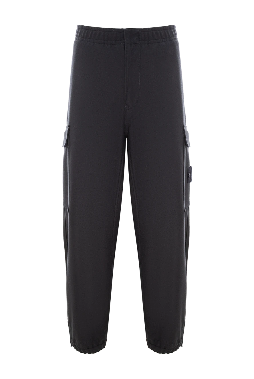 Stone Island ghost carded wool nylon flannel cargo pants in blue 191855 - photo 1