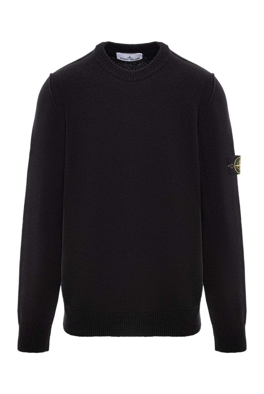 Stone Island вязаный черный джемпер из овечьей шерсти с круглым вырезом 191859 - фото 1
