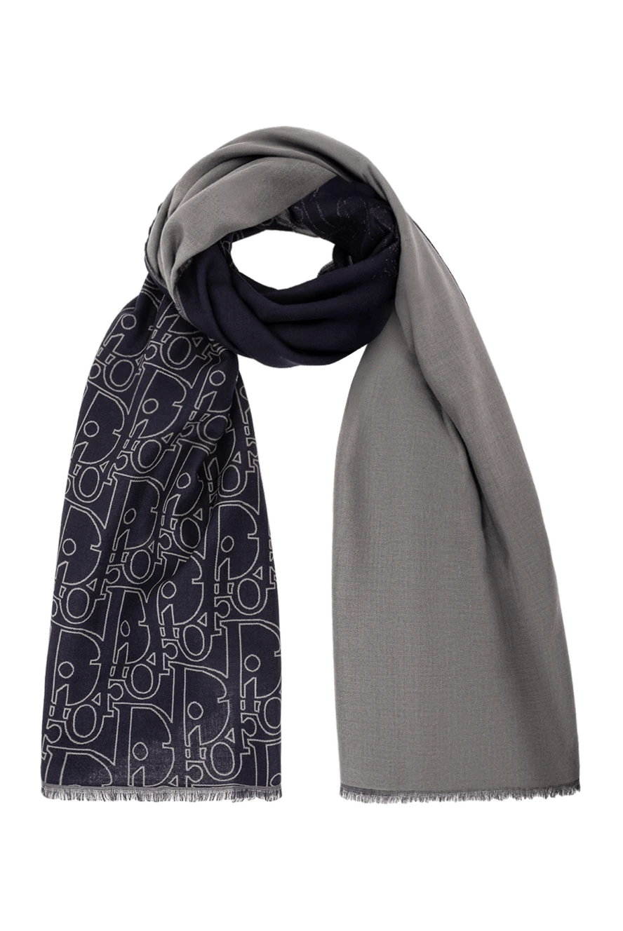 Dior көк және сұр жүн мен жібектен жасалған gradient gravity шарфы. 191885 - фото 1