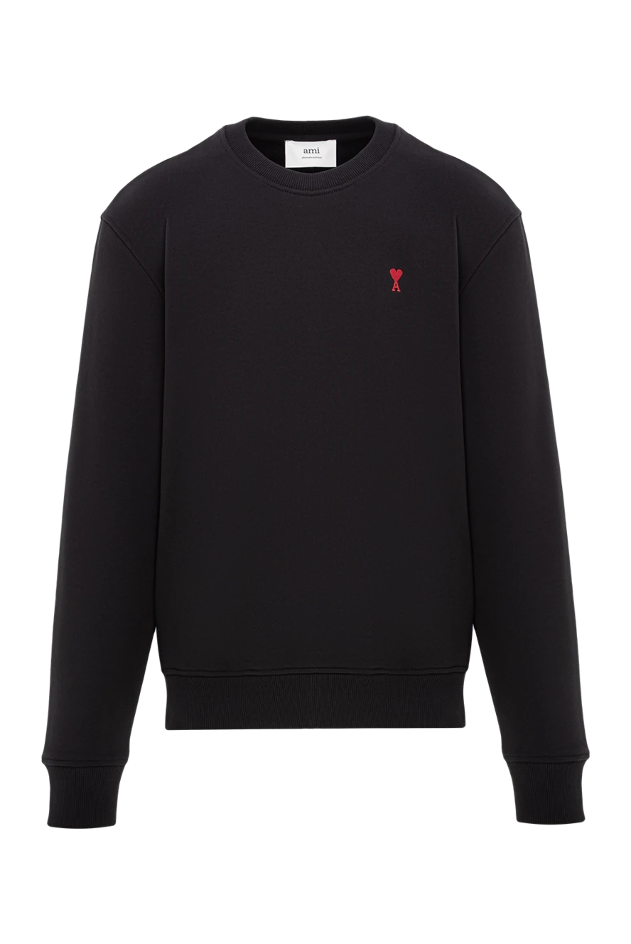 Ami свитшот черного цвета из хлопка с фирменным вышитым мотивом монограммы 191904 - фото 1