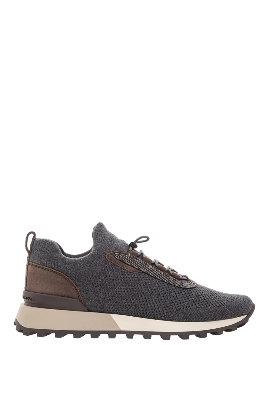 Brunello Cucinelli кроссовки серые с текстурным верхом из шерсти кашемира и шёлка
191907 - фото 1