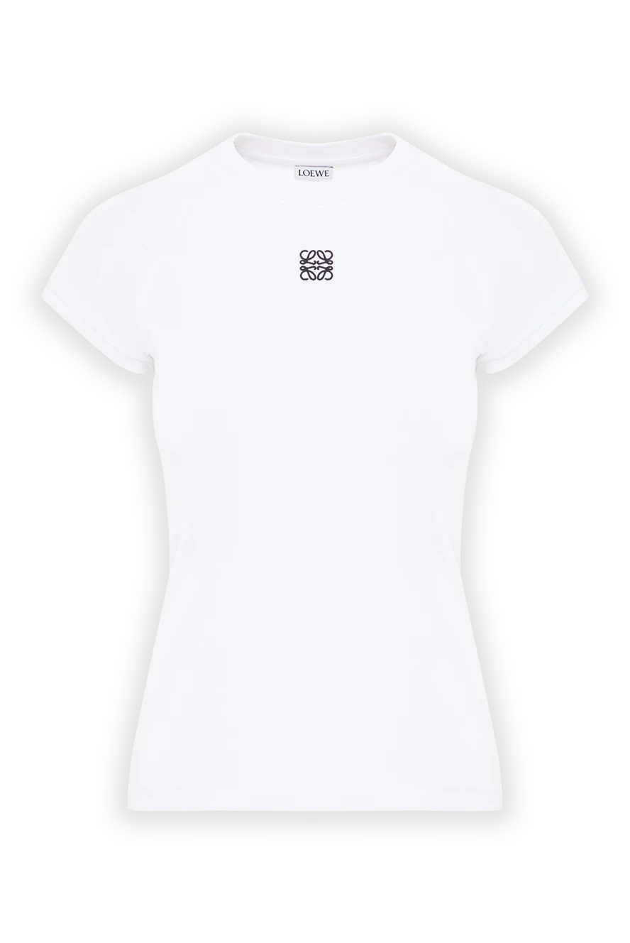 Loewe fitted white t-shirt with embroidered logo 191976 - photo 1