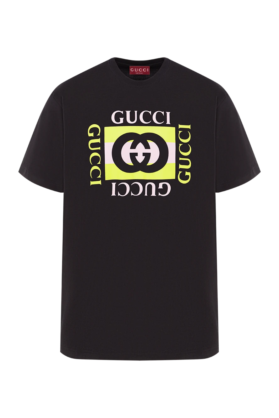 Gucci черная футболка из хлопкового трикотажа с принтом 191981 - фото 1