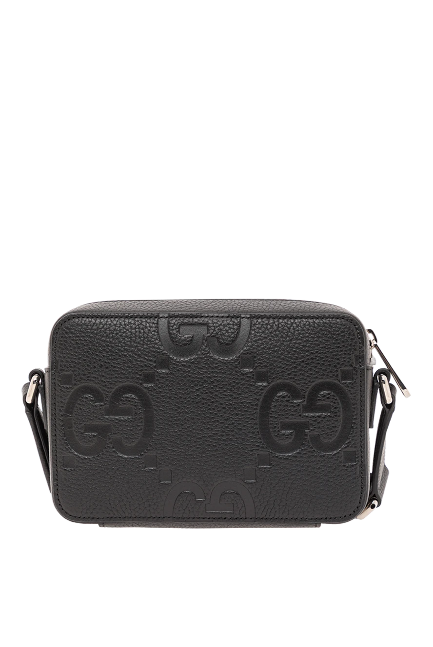 Gucci jumbo gg қара былғары мессенджерлік сөмкесі 191984 - фото 1