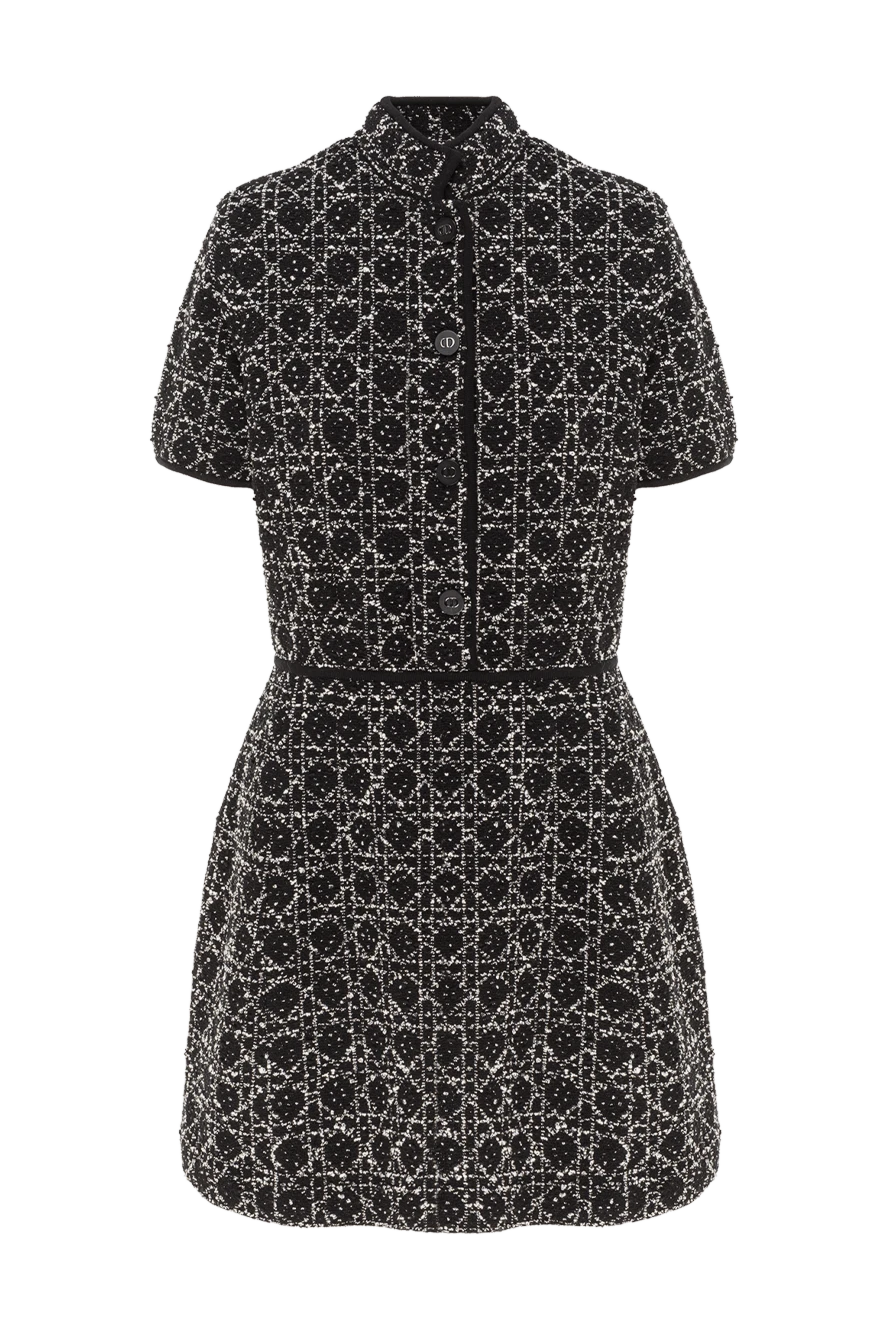 Dior короткое расклешенное платье из черно-белого трикотажа с узором macrocannage 192015 - фото 1
