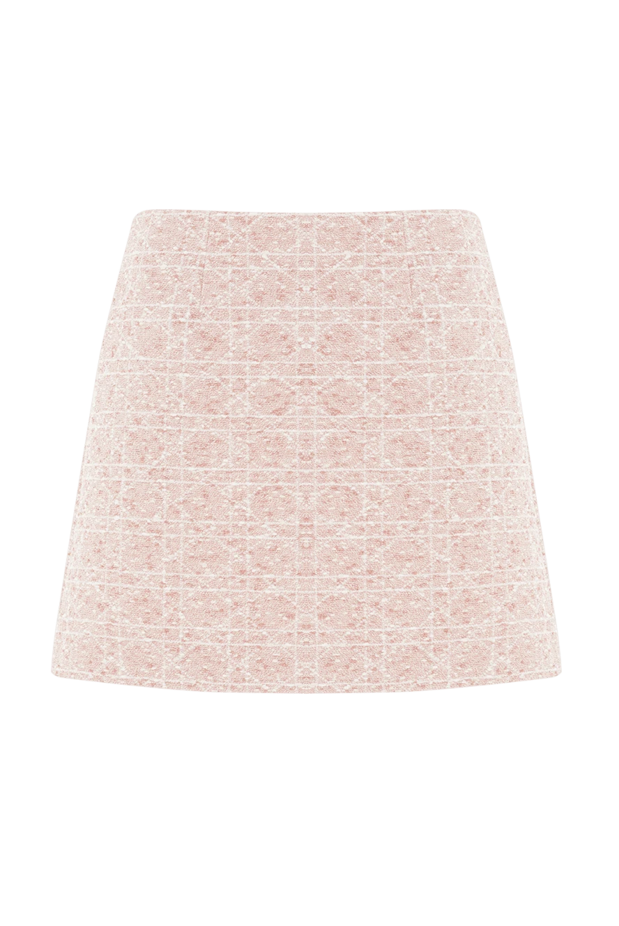 Dior расклешенная мини-юбка macrocannage из твида цвета персикового цветка 192028 - фото 1