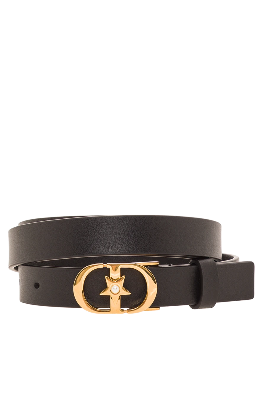 Dior cd қысқышы бар қара тегіс бұзау терісінен жасалған lucky 30 montaigne жұлдызды белдігі 192031 - фото 1