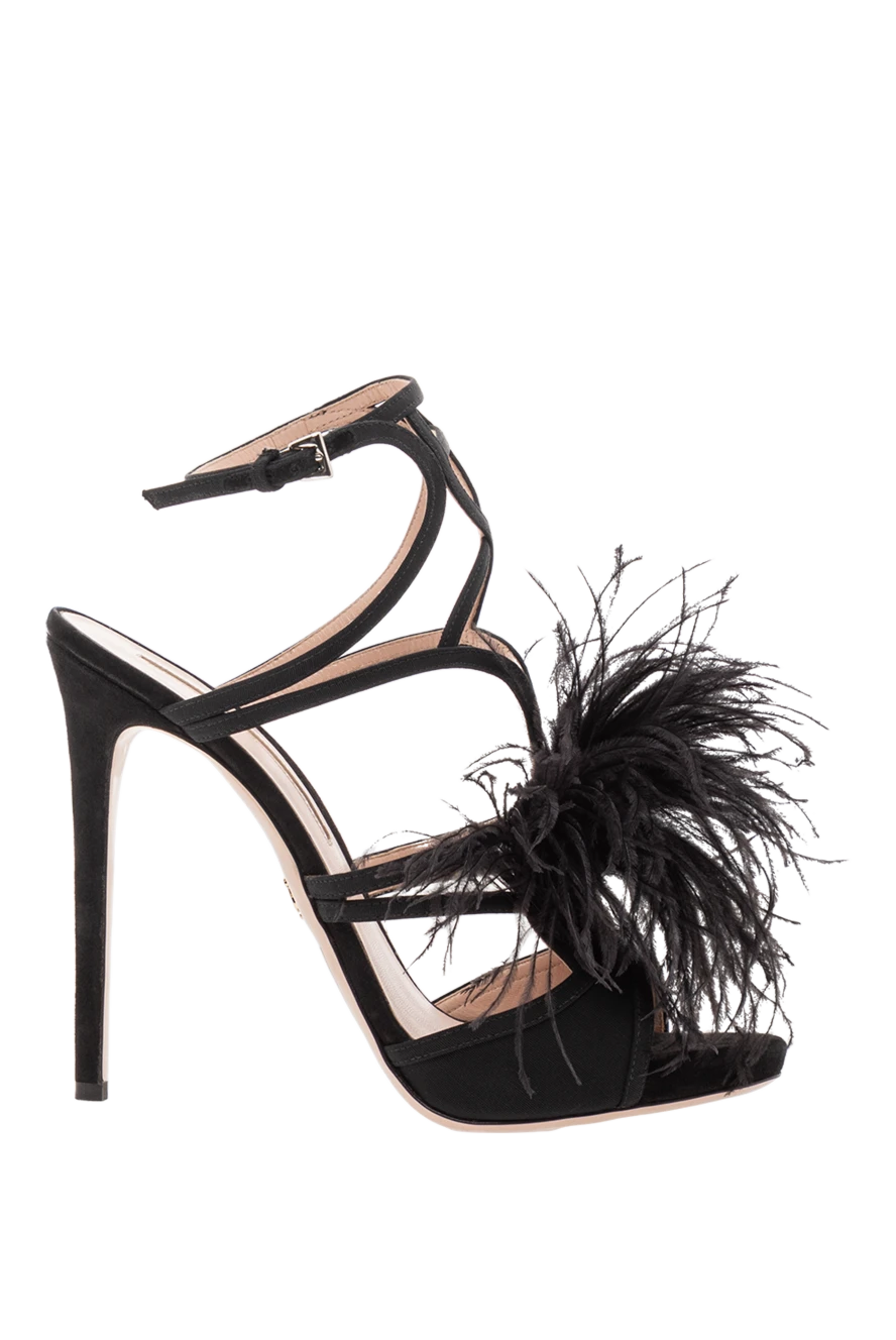 Ermanno Scervino black suede high heel sandals with feathers 192033 - photo 1