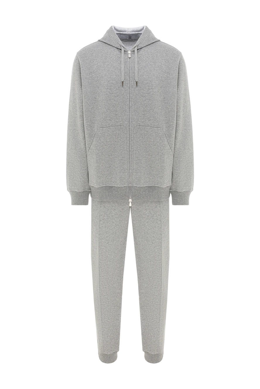 Brunello Cucinelli серый спортивный костюм из высококачественного хлопка с добавлением шелка или кашемира 192035 - фото 1