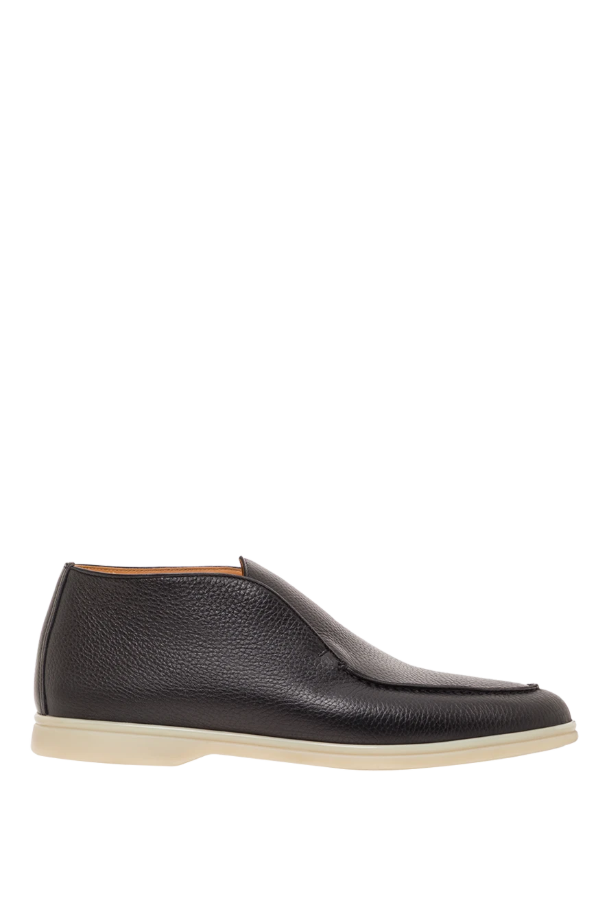 Cesare di Napoli мужские лоферы в стиле чакка из черной зернистой кожи 192041 - фото 1