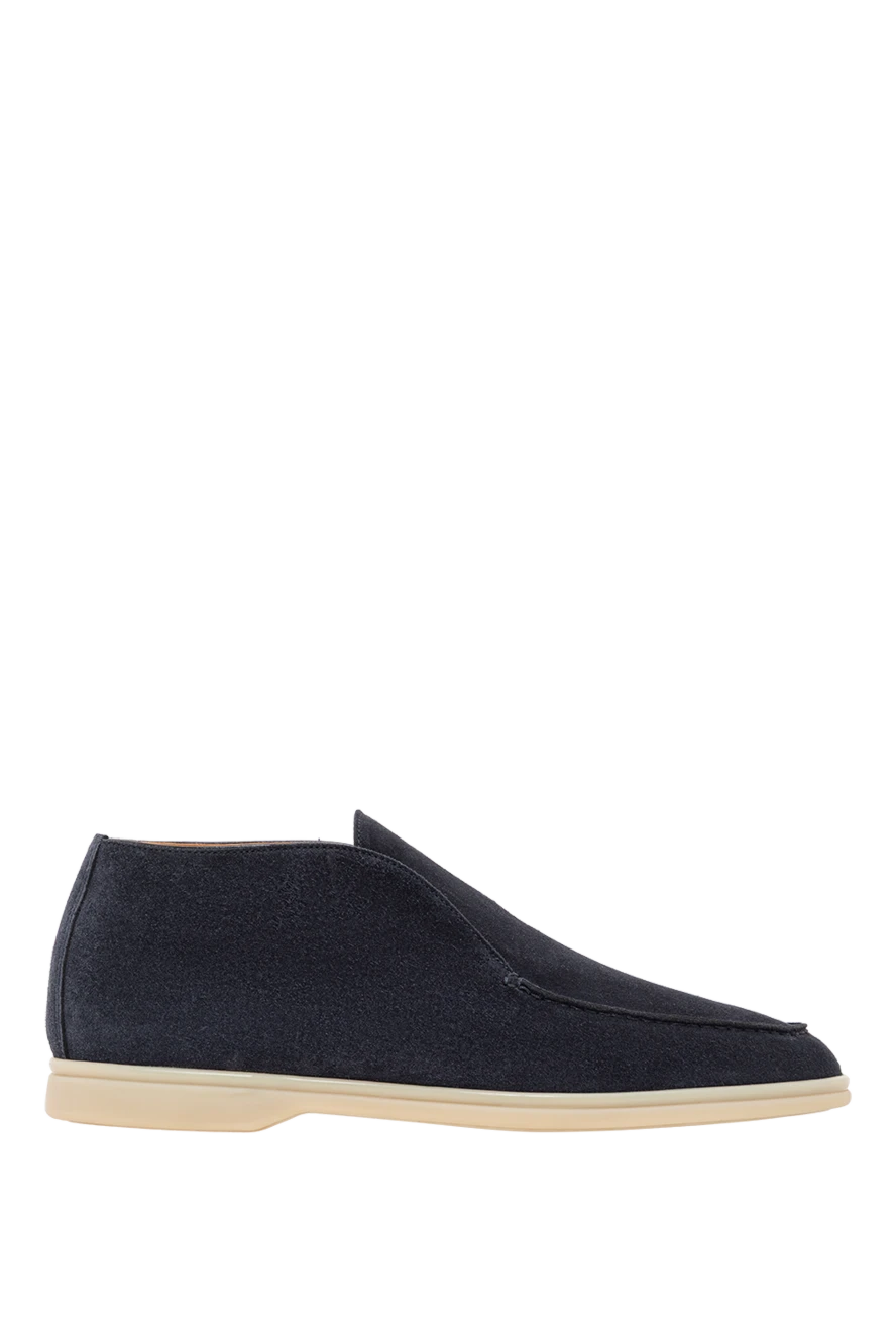 Cesare di Napoli лоферы темно синие замшевые с бархатистой поверхностью и комфортной посадкой 192046 - фото 1
