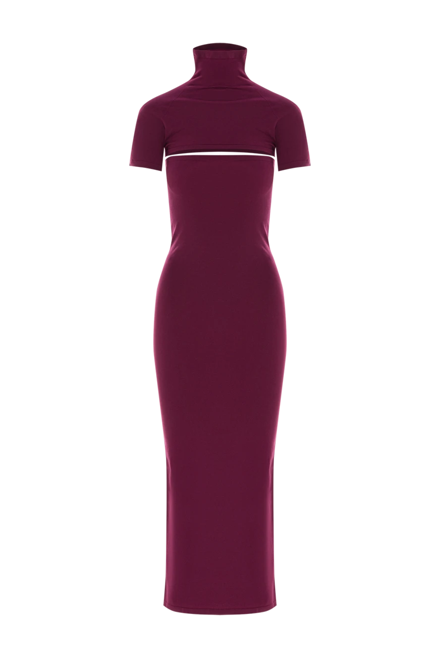 Alaia платье с вырезами из облегающего шелкового трикотажа серого цвета 192070 - фото 1