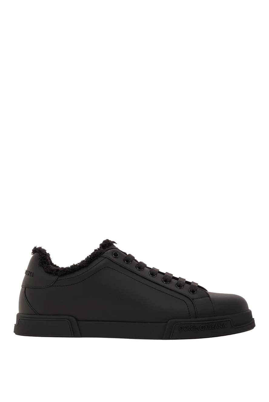 Dolce & Gabbana portofino light black calfskin winter sneakers 192088 - photo 1