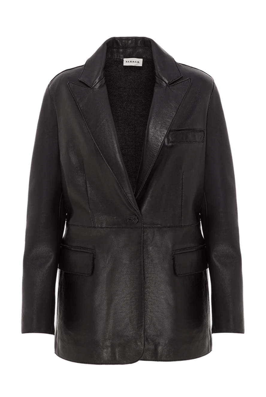 P.A.R.O.S.H. women's single-breasted leather blazer in black 192091 - photo 1
