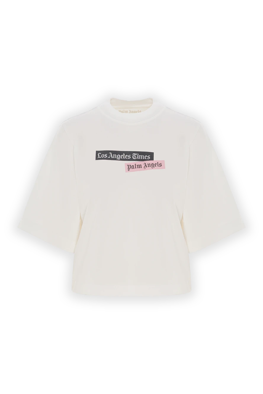 Palm Angels cropped white cotton t-shirt with wide sleeves 192134 - photo 1