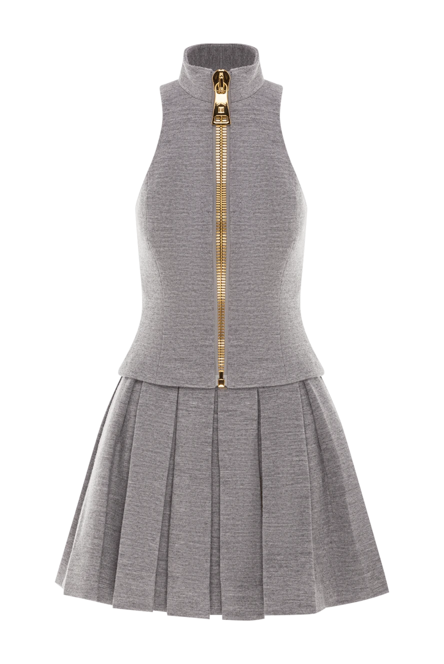 Balmain трикотажный топ с золотистой молнией и плиссированной юбкой 192142 - фото 1