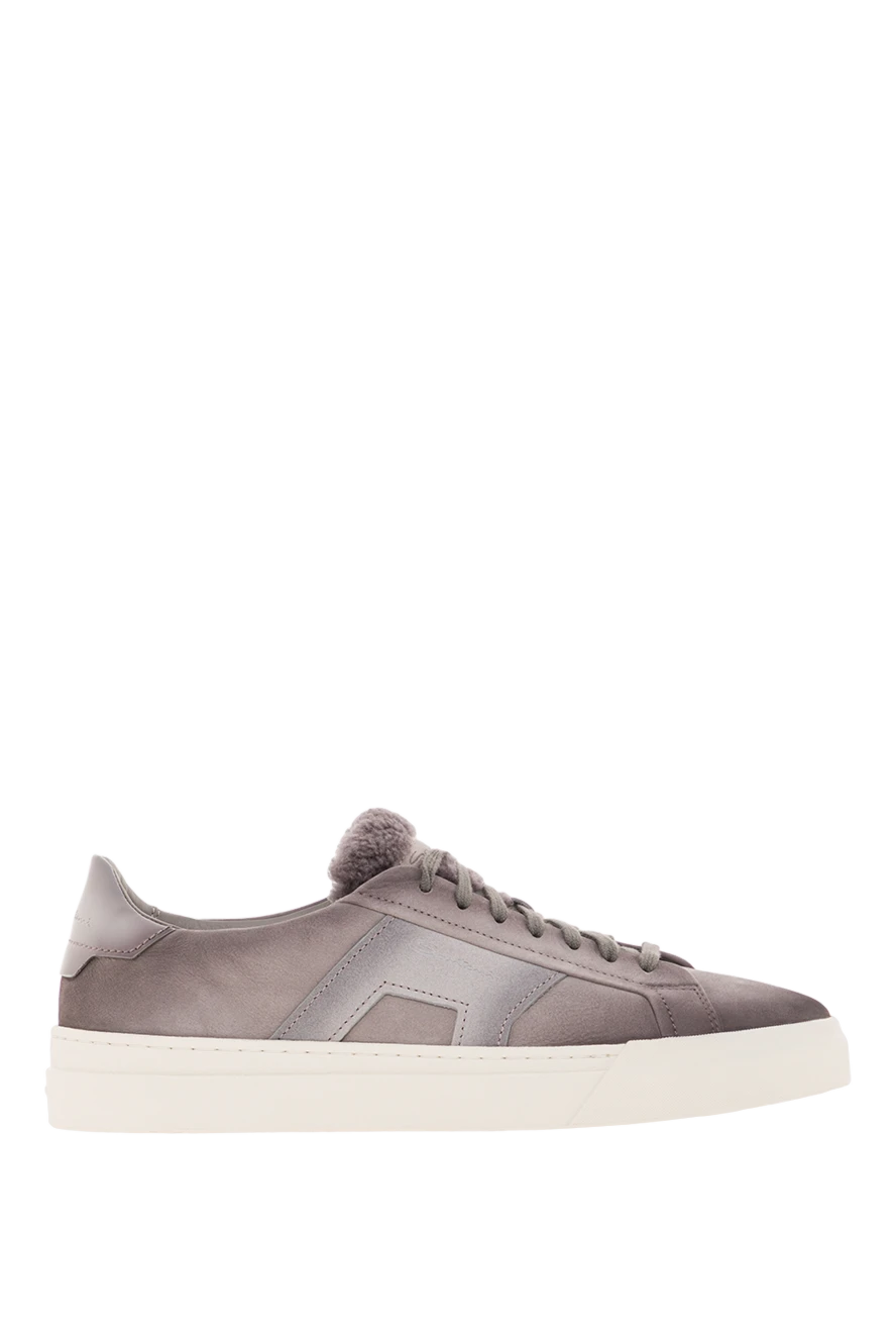 Santoni ерлерге арналған gloria сұр замшадан жасалған жүн астары бар кроссовкалар 192147 - фото 1