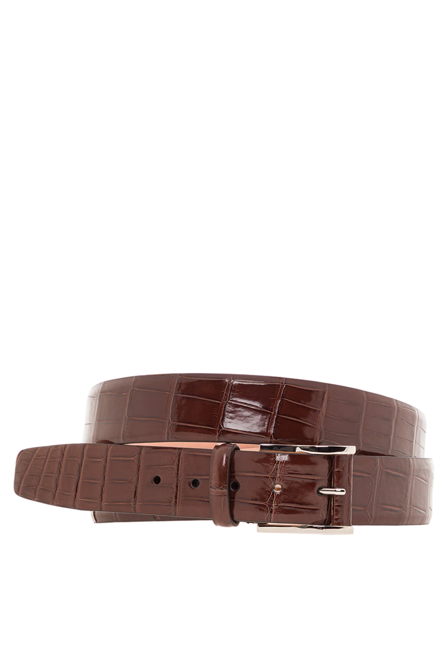 Cesare di Napoli мужской ремень из кожи аллигатора коричневого цвета 192149 - фото 1
