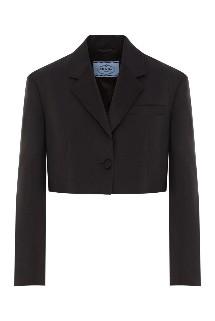 Prada қара түсті қысқартылған мохер және жүн күртеше 192215 - фото 1