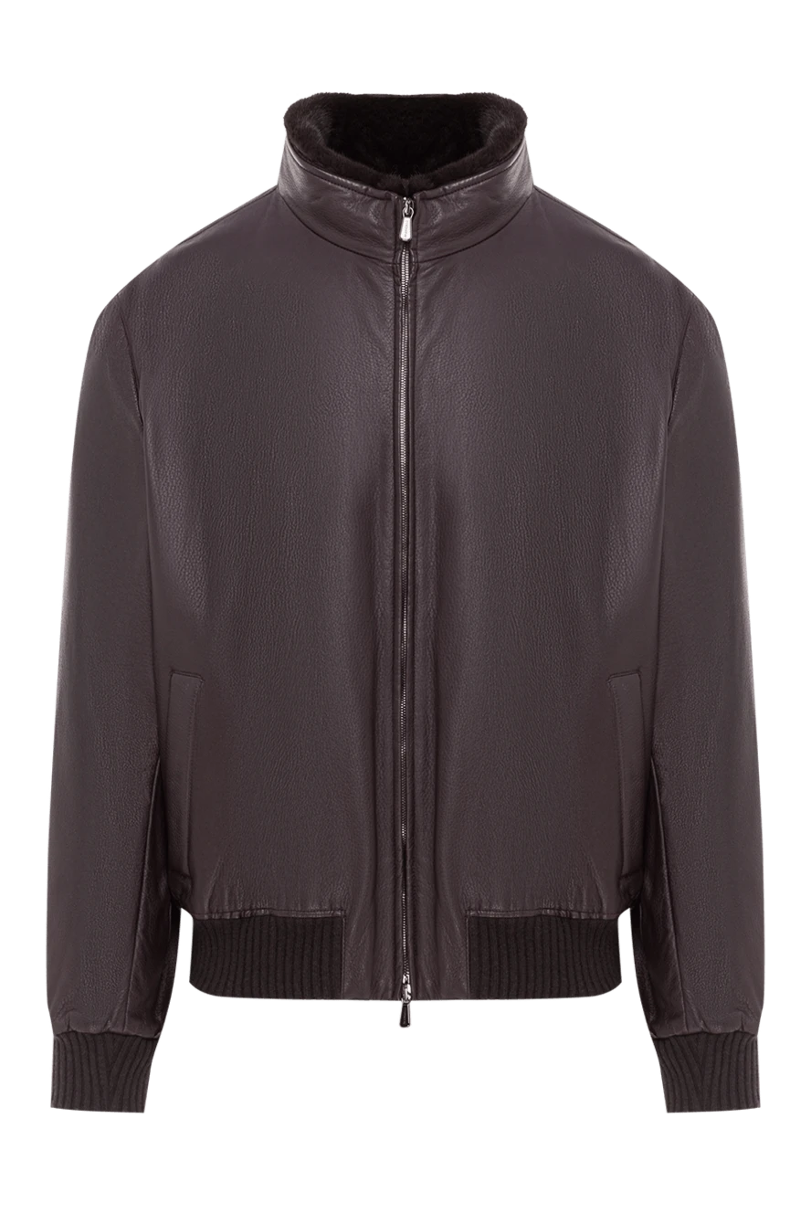 Enrico Mandelli коричневая куртка из кожи ягненка с подкладкой из натурального меха 192222 - фото 1