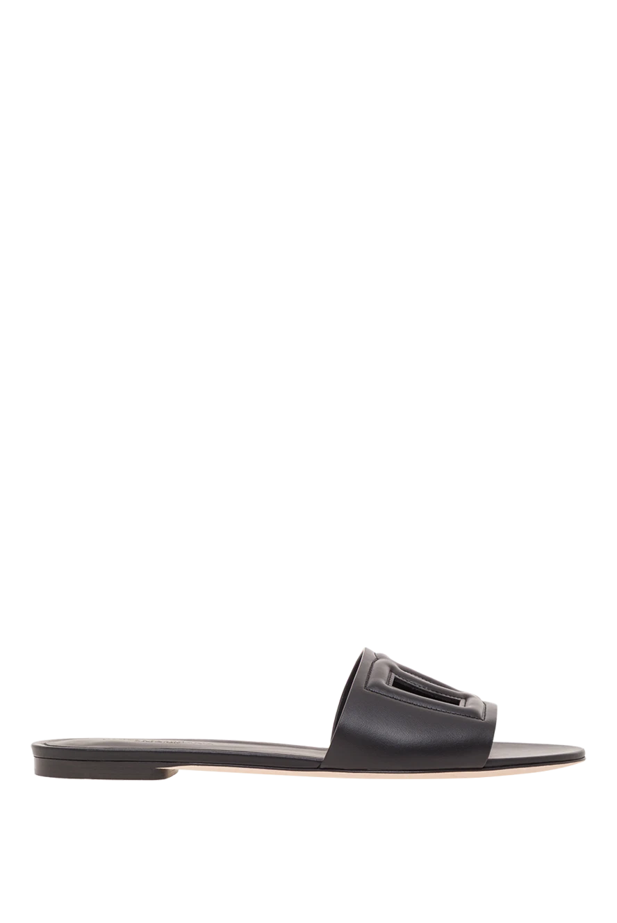Dolce & Gabbana bianca dg millennials logo calfskin slides in black 192241 - photo 1