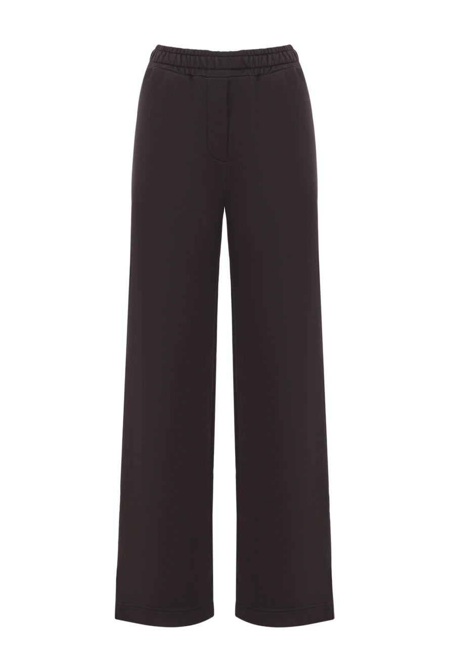 Dolce & Gabbana ақ логотипі бар қара түсті кең аяқты спорттық шалбар 192251 - фото 1