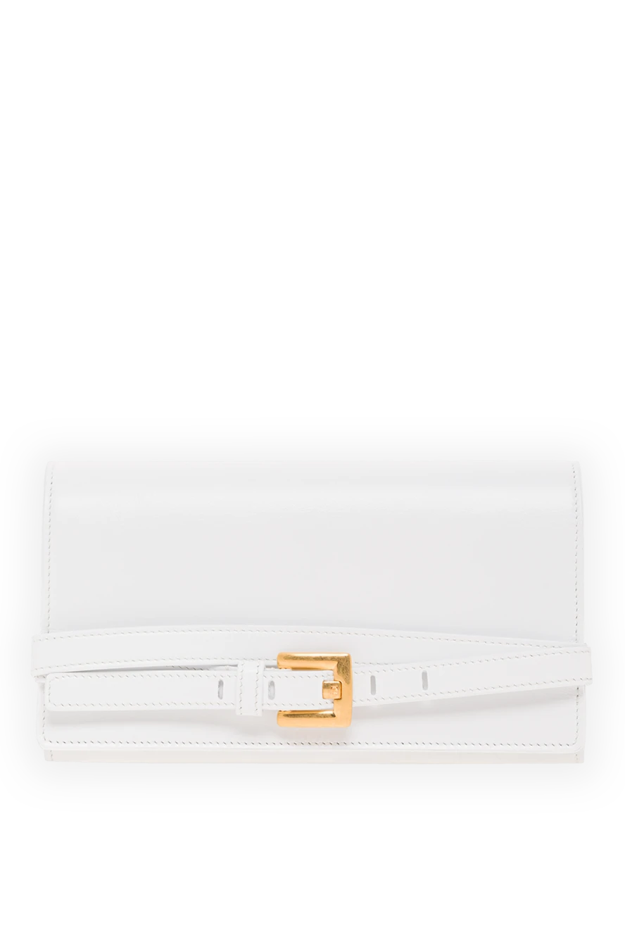 Balmain белый клатч из телячьей кожи с цепочкой shuffle 192278 - фото 1