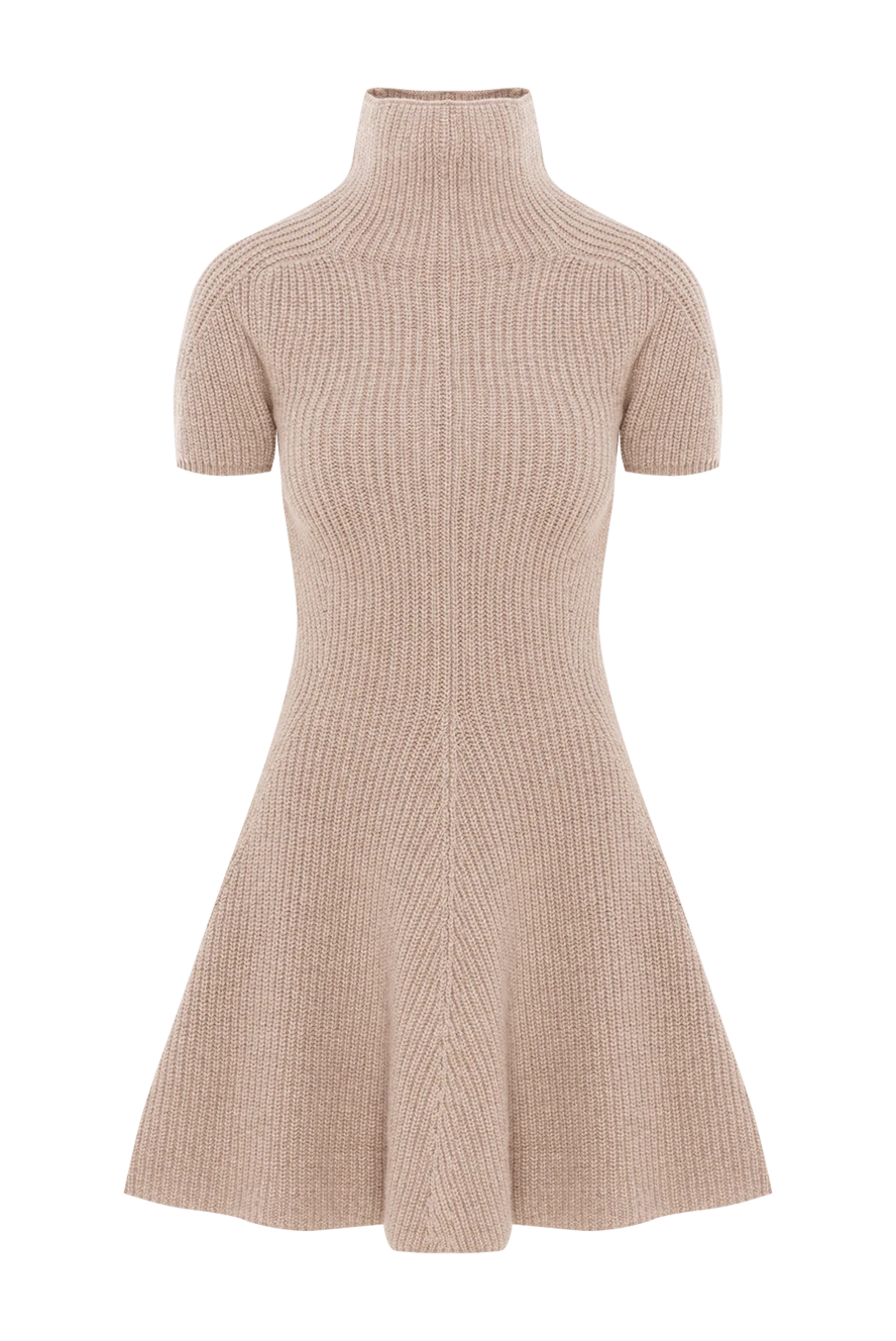 Magda Butrym кашемировое платье с короткими рукавами бежевого цвета 192283 - фото 1
