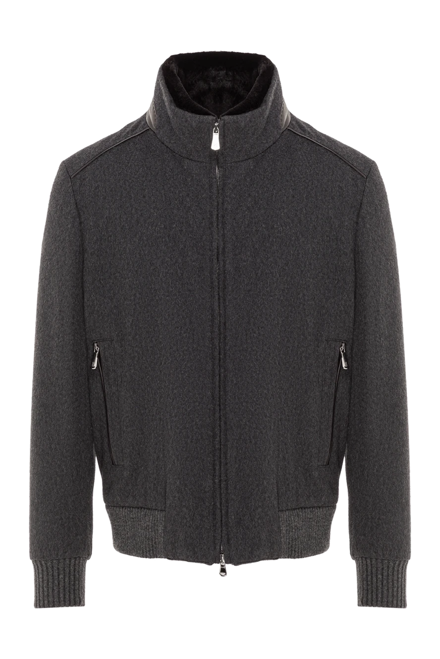 Bilancioni мужская куртка-бомбер из кашемира с воротником из овчины 192364 - фото 1