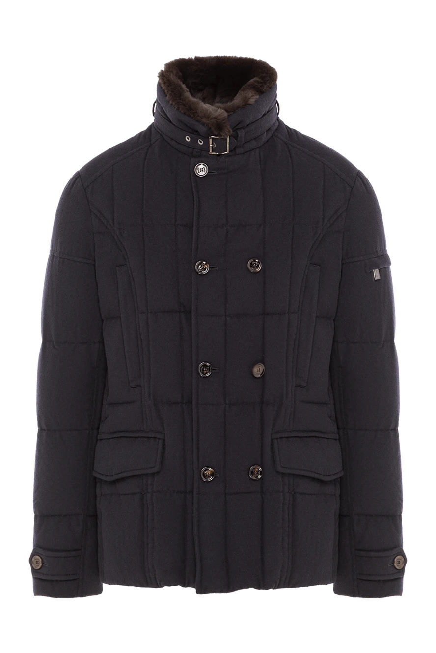 Moorer қою көк түсті үлбір жағалы және қос етегі бар мамық күртеше 192365 - фото 1