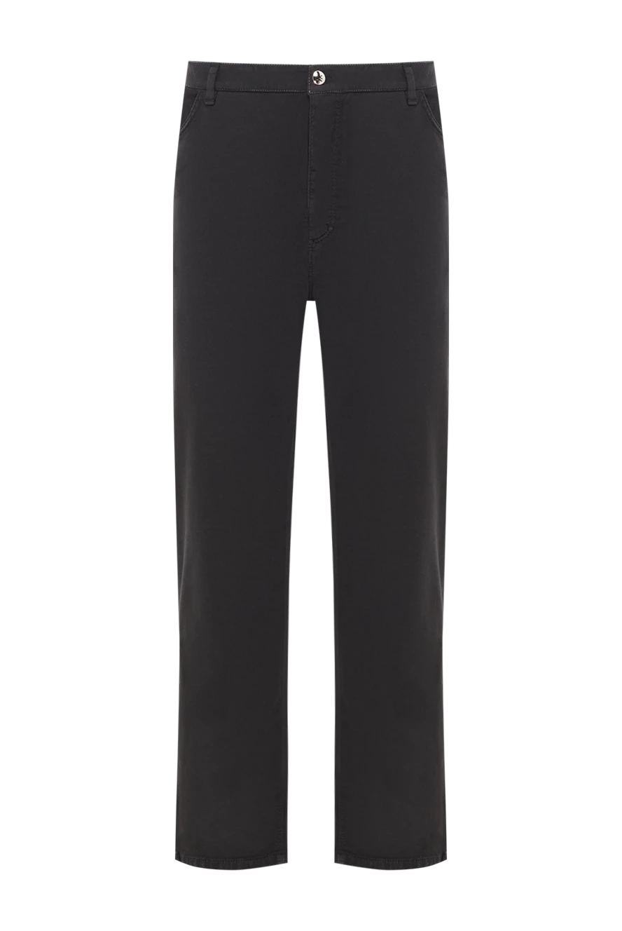 Zilli артқы қалталарында кестеленген ерлерге арналған қара джинсы шалбар. 192421 - фото 1