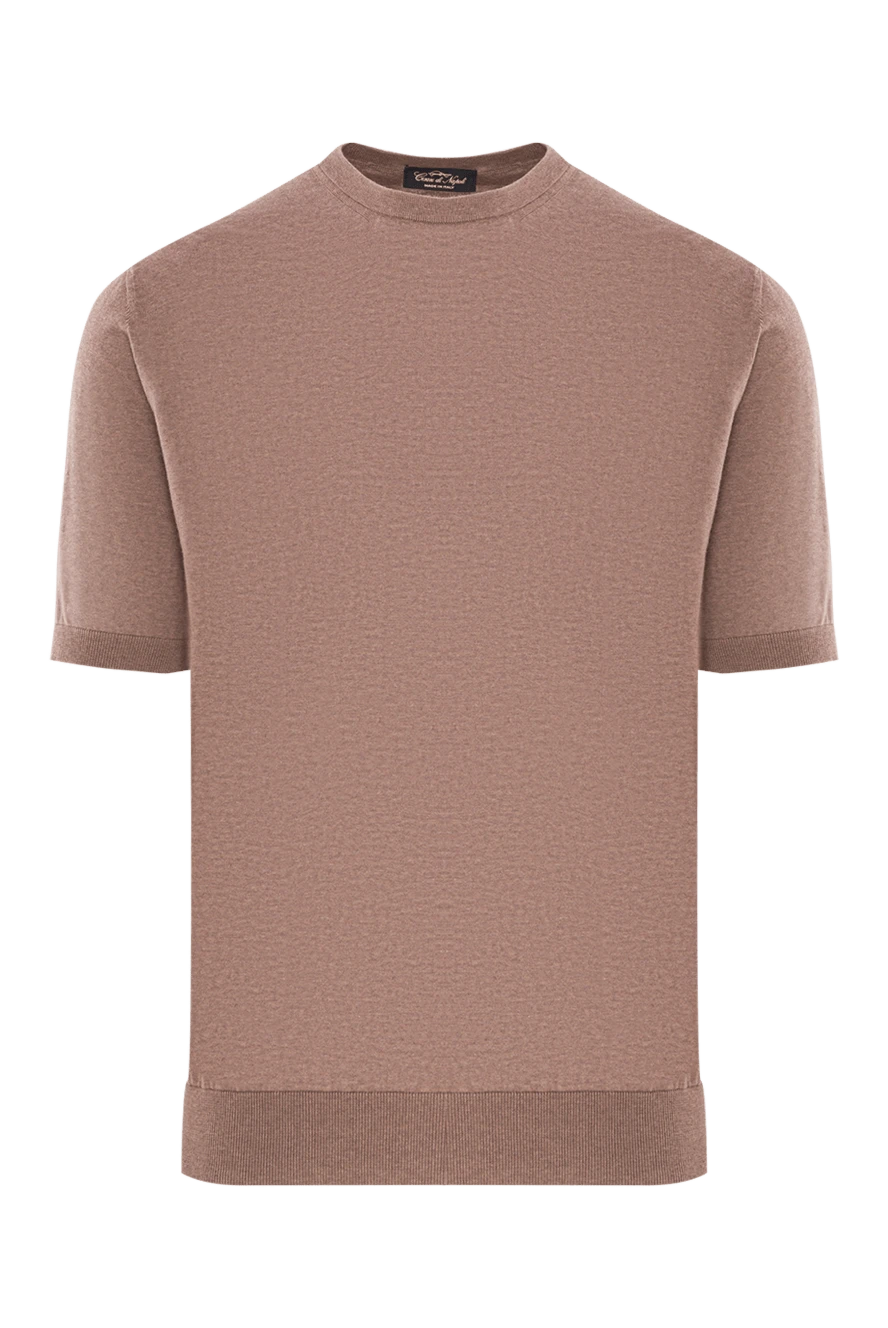 Cesare di Napoli қоңыр мақтадан жасалған қысқа жеңді свитер 192431 - фото 1