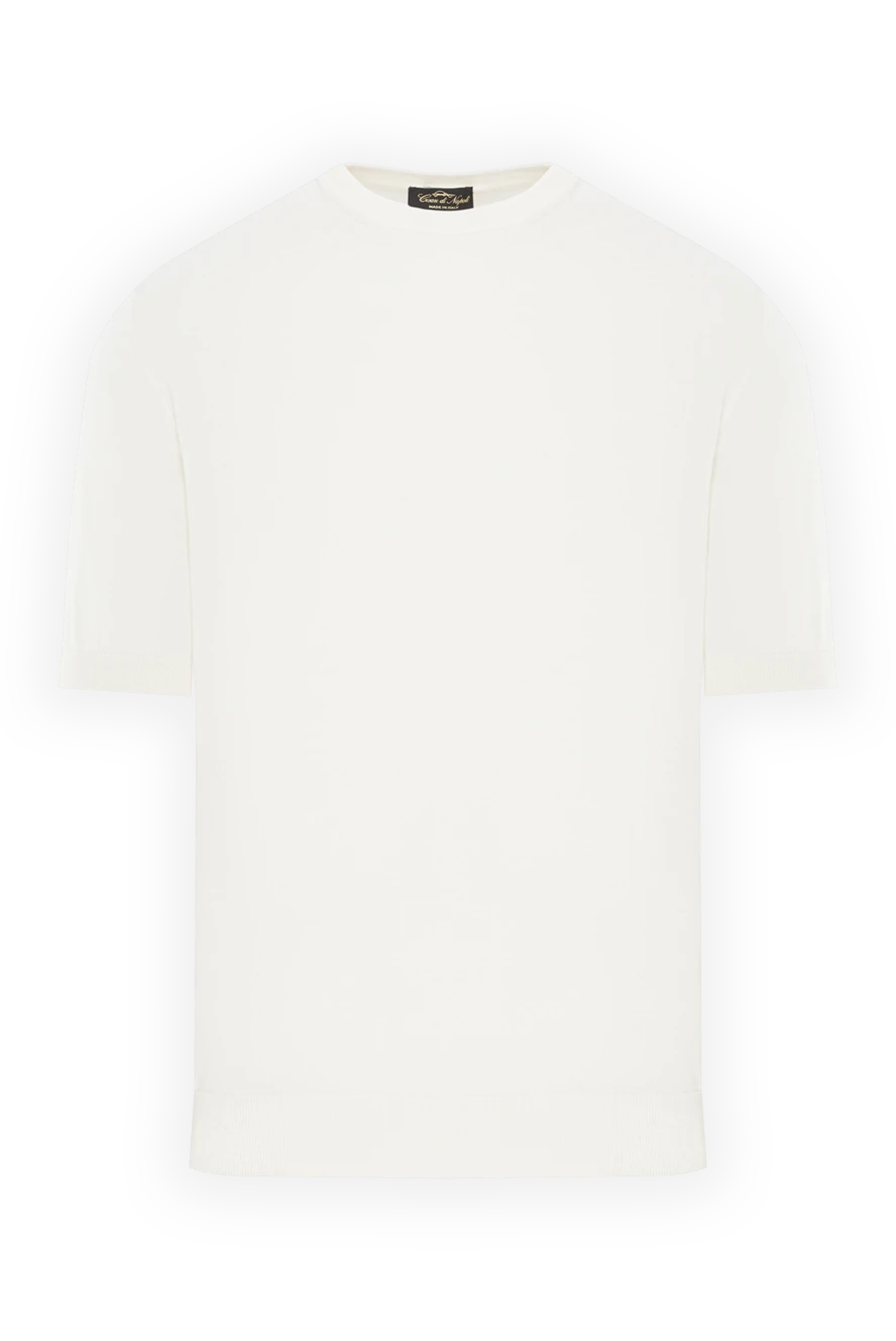 Cesare di Napoli хлопковый джемпер с укороченным рукавом в молочном цвете 192433 - фото 1