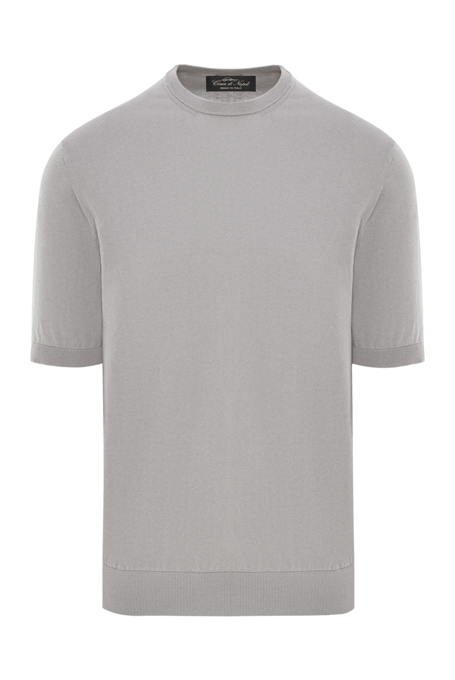 Cesare di Napoli хлопковый джемпер с коротким рукавом в светло-сером цвете 192439 - фото 1