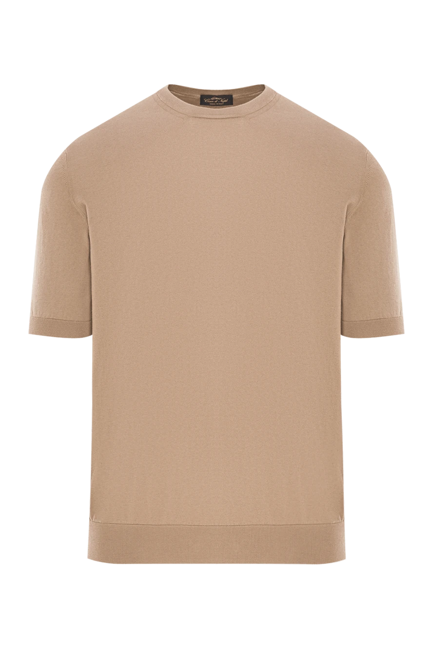 Cesare di Napoli ерлерге арналған бежевый түсті қысқа жеңді мақтадан тігілген свитер 192444 - фото 1