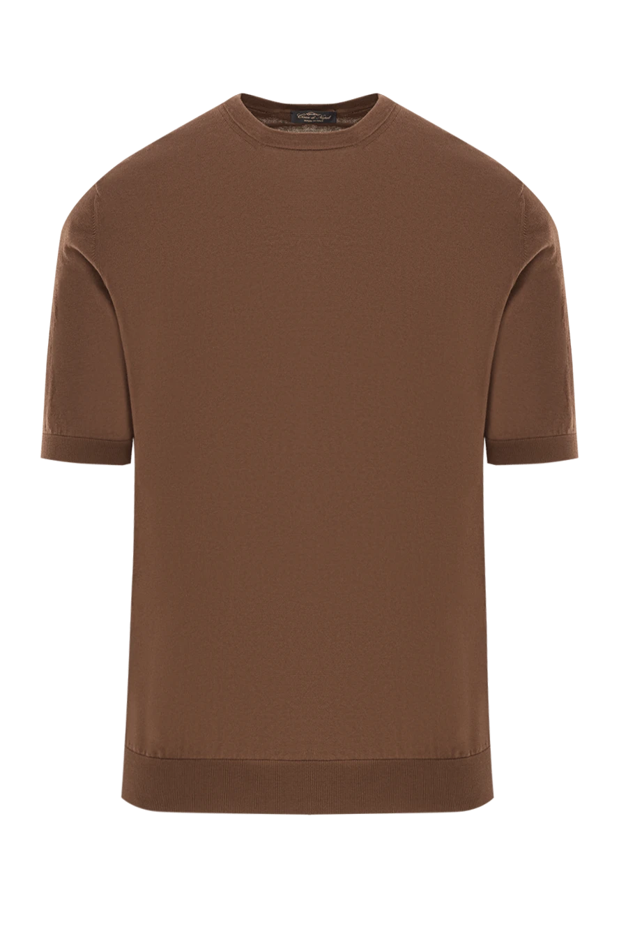 Cesare di Napoli коричневый мужской джемпер с коротким рукавом из хлопка 192446 - фото 1