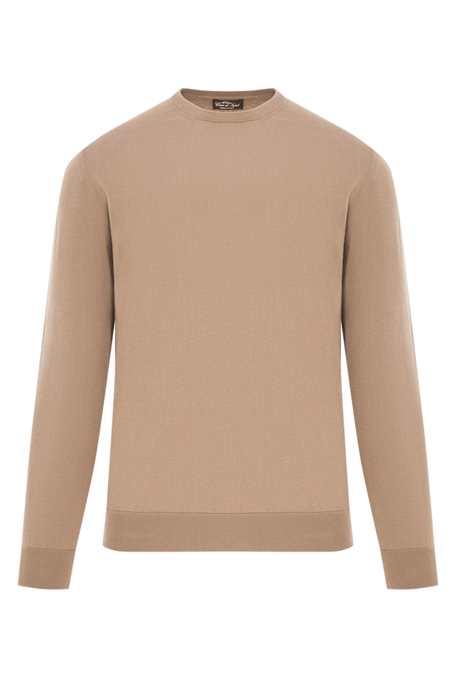 Cesare di Napoli минималистичный джемпер из хлопка в теплой бежевой гамме 192455 - фото 1