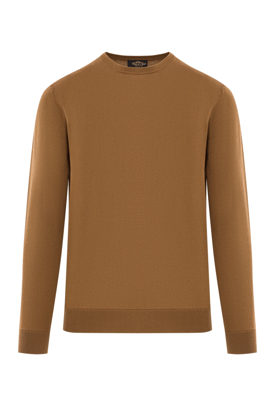 Cesare di Napoli коричневый мужской джемпер классического кроя из хлопка 192457 - фото 1