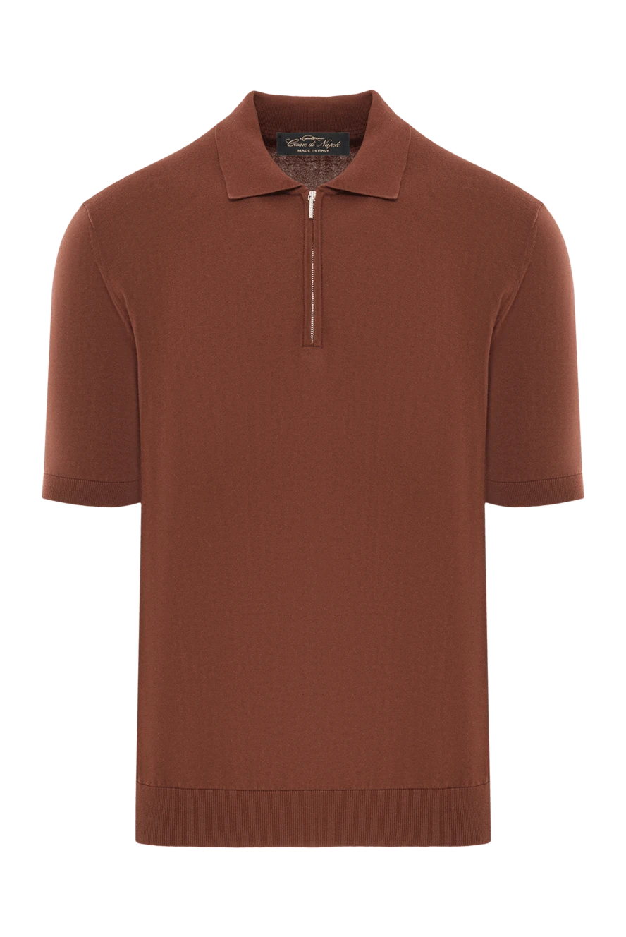 Cesare di Napoli men's brown knitted polo shirt with a zipper 192460 - photo 1