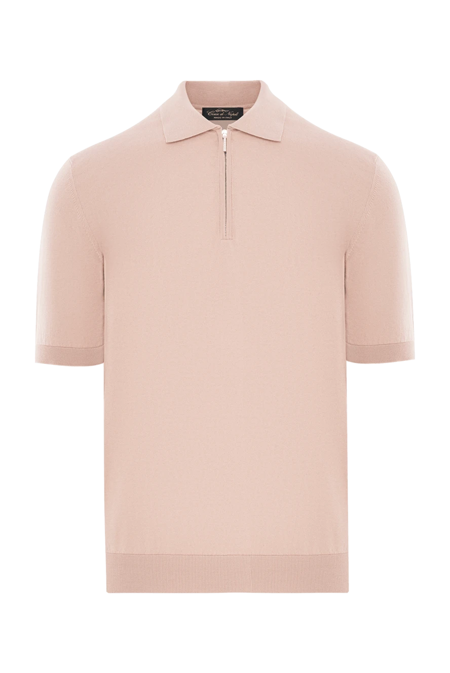 Cesare di Napoli мужское поло в бежевом цвете из натурального хлопка на молнии 192463 - фото 1