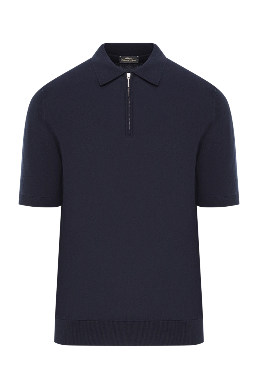 Cesare di Napoli мужская поло-рубашка тёмно-синего цвета с короткими рукавами и молнией 192470 - фото 1