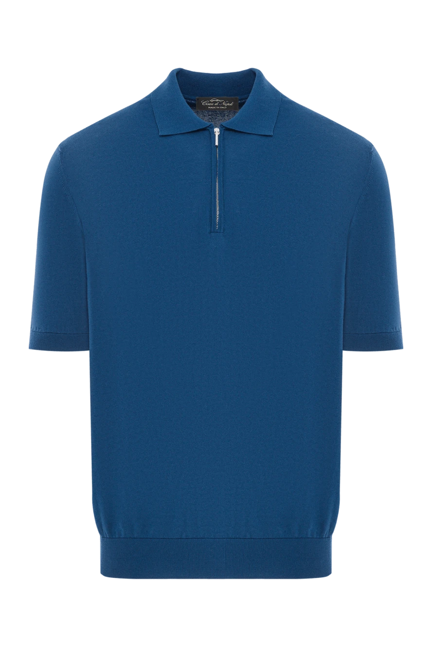 Cesare di Napoli ерлерге арналған көк мақтадан жасалған, сыдырмасы бар поло жейдесі 192474 - фото 1